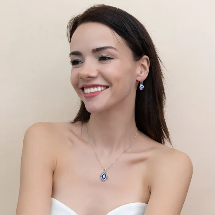 Navette Halo CZ Necklace in Sterling Silver BERRICLE Necklaces