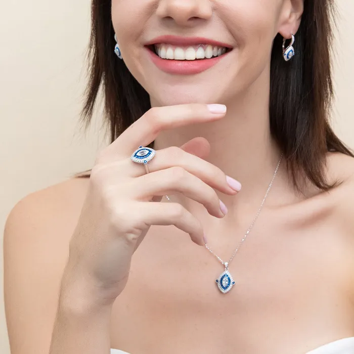 Navette Halo CZ Necklace in Sterling Silver BERRICLE Necklaces
