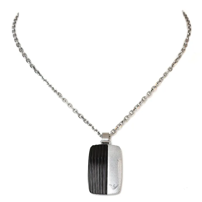 Necklaces Armani Armani Mens Necklace Black Silver