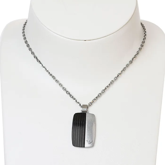 Necklaces Armani Armani Mens Necklace Black Silver Necklaces Armani Armani Mens Necklace Black Silver