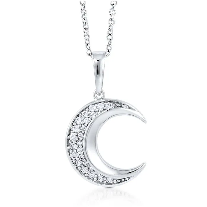 Necklaces BERRICLE Moon CZ Pendant Necklace in Sterling Silver