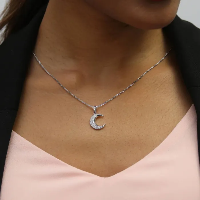 Necklaces BERRICLE Moon CZ Pendant Necklace in Sterling Silver