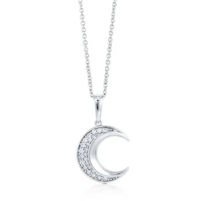 Necklaces BERRICLE Moon CZ Pendant Necklace in Sterling Silver