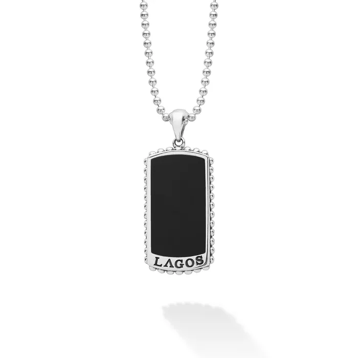 Necklaces LAGOS Anthem Black Agate Tag Amulet Necklace