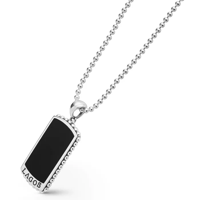 Necklaces LAGOS Anthem Black Agate Tag Amulet Necklace Necklaces LAGOS Anthem Black Agate Tag Amulet Necklace