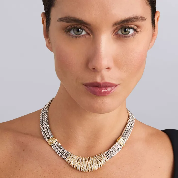 Necklaces Lagos Caviar Lux Statement TwoTone Caviar Diamond Necklace Necklaces Lagos Caviar Lux Statement TwoTone Caviar Diamond Necklace