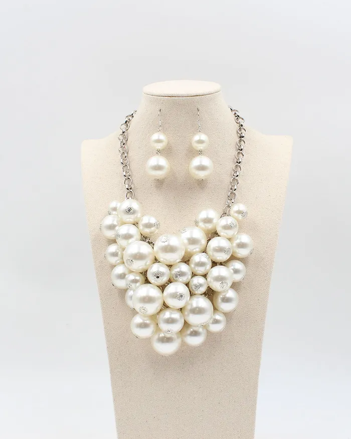 Necklaces Layered Pearl Necklace Earrings 07242024