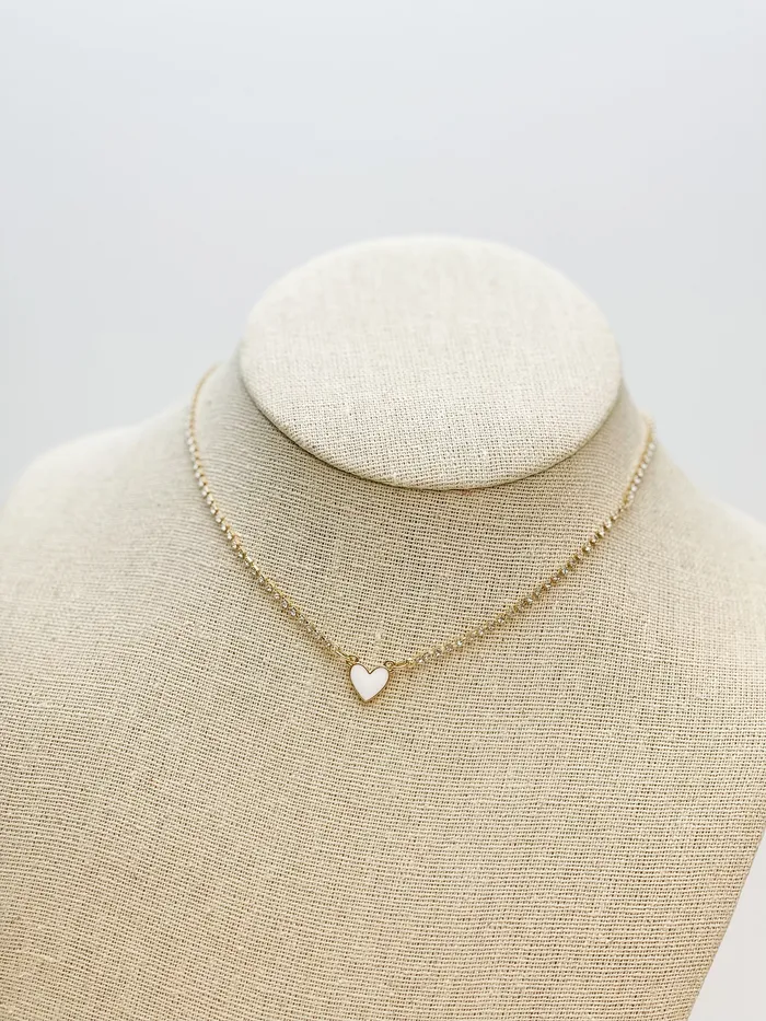 Necklaces Prep Obsessed PR Glitzy Chain Heart Necklace White Necklaces Prep Obsessed PR Glitzy Chain Heart Necklace White