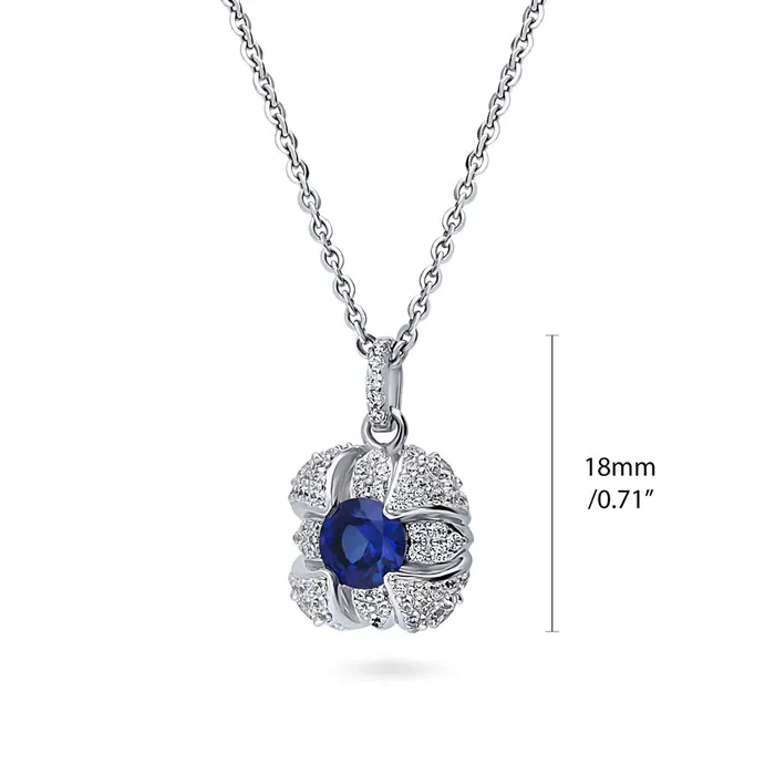 Necklaces Square Simulated Blue Sapphire CZ Necklace in Sterling Silver BERRICLE