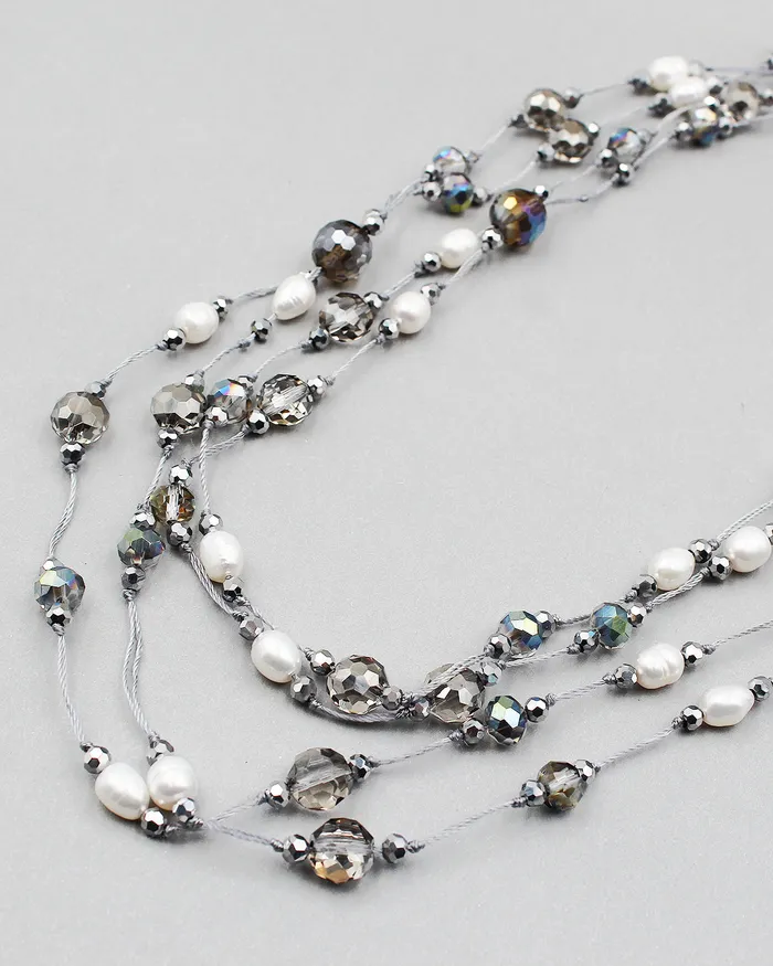 Necklaces UPDATEDQ42024 48 Crystal Pear Bead Mix Long Double Layered Necklace Necklaces UPDATEDQ42024 48 Crystal Pear Bead Mix Long Double Layered Necklace