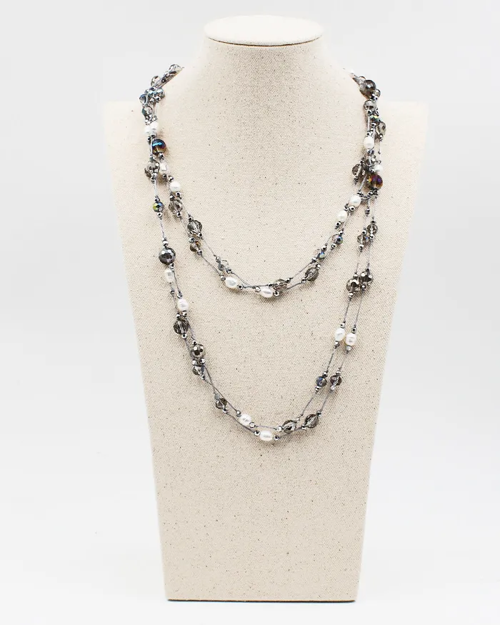 Necklaces UPDATEDQ42024 48 Crystal Pear Bead Mix Long Double Layered Necklace Necklaces UPDATEDQ42024 48 Crystal Pear Bead Mix Long Double Layered Necklace