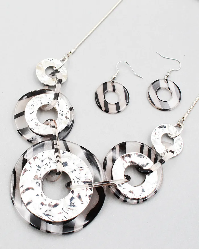 Necklaces Wild Print Resin Ring Necklace Set 0118230421 Necklaces Wild Print Resin Ring Necklace Set 0118230421
