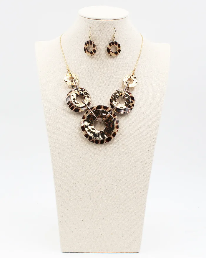 Necklaces Wild Print Resin Ring Necklace Set 0118230421 Necklaces Wild Print Resin Ring Necklace Set 0118230421