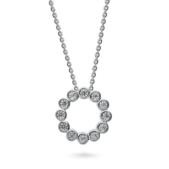 Open Circle Bubble CZ Necklace in Sterling Silver BERRICLE Necklaces