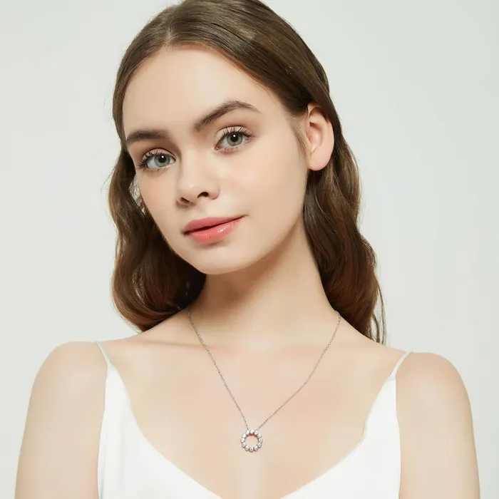 Open Circle Bubble CZ Necklace in Sterling Silver BERRICLE Necklaces