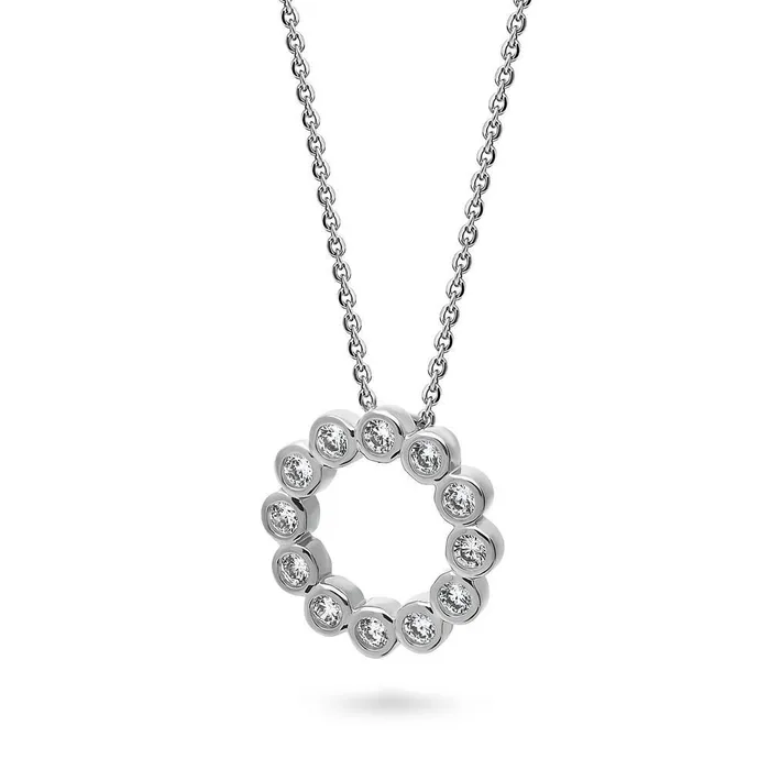 Open Circle Bubble CZ Necklace in Sterling Silver BERRICLE Necklaces