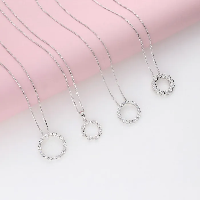 Open Circle Bubble CZ Necklace in Sterling Silver BERRICLE Necklaces