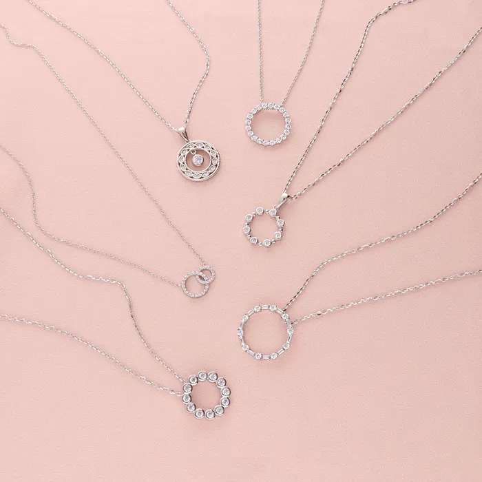 Open Circle Bubble CZ Necklace in Sterling Silver BERRICLE Necklaces