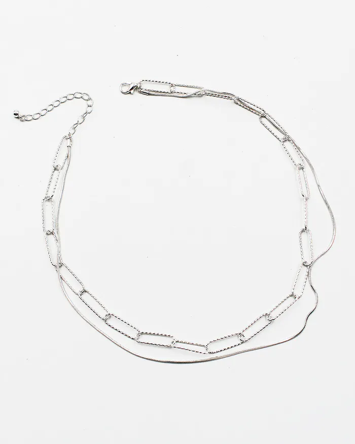 Paper Clip Layered Chain Necklace check052022 Necklaces Paper Clip Layered Chain Necklace check052022 Necklaces