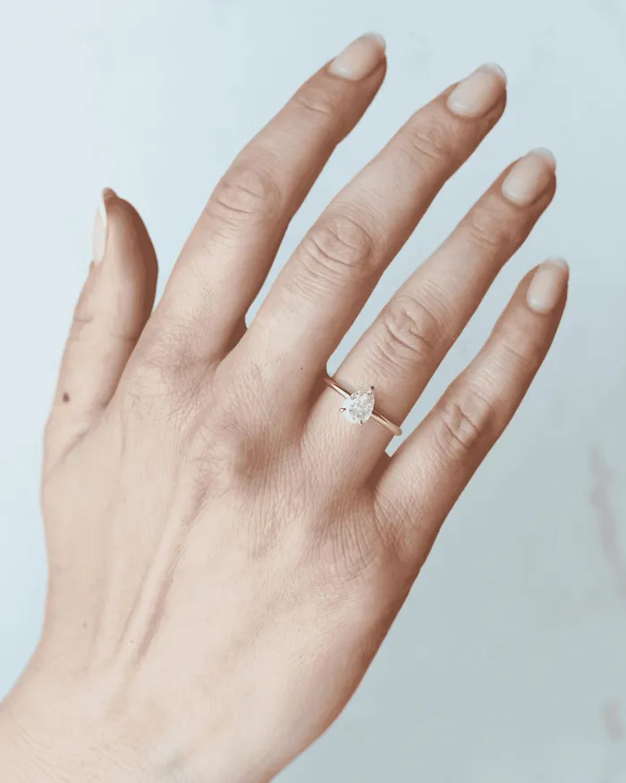 Pear Solitaire Diamond Ring Capucinne Rings
