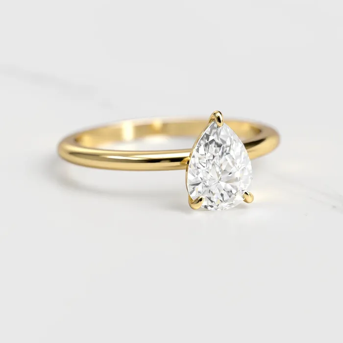 Pear Solitaire Diamond Ring Capucinne Rings