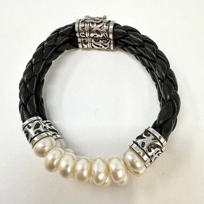 Pearl and Leather Bracelet Jewelry Bracelets