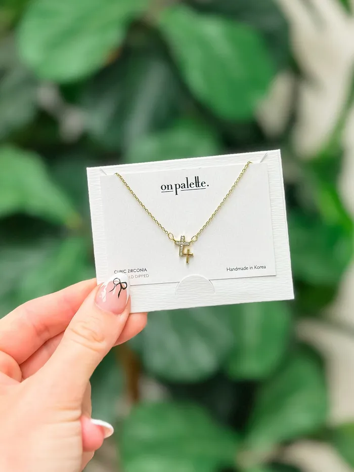 Prep Obsessed FC Necklaces Double Cross Pendant Necklace Gold
