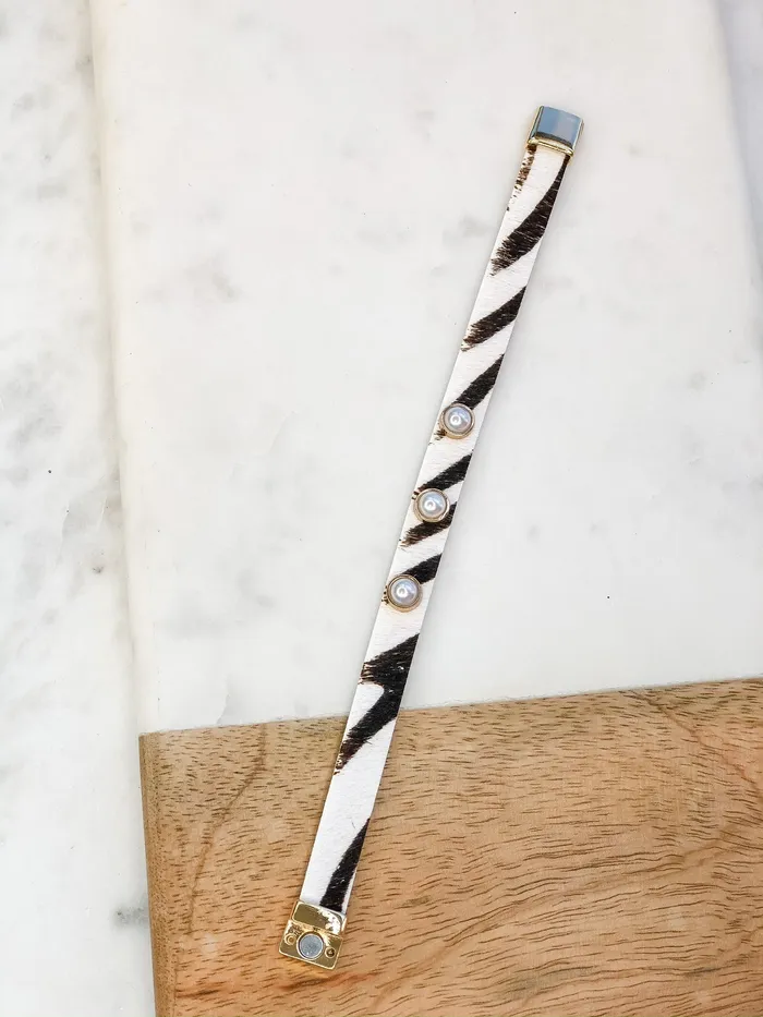 Prep Obsessed LM Dara Pearl Zebra Print Magnetic Bracelet Bracelets