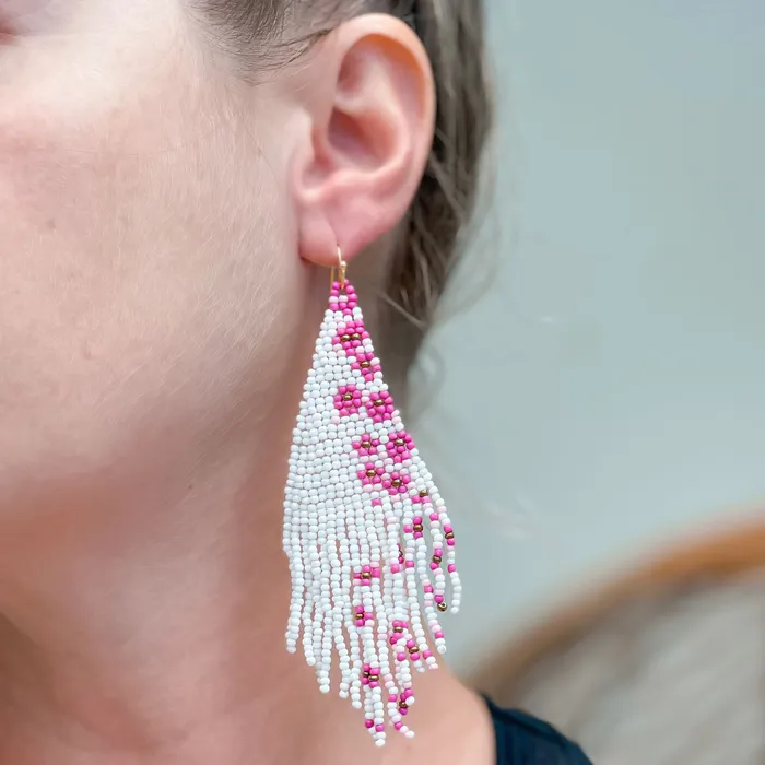 Prep Obsessed MOA Earrings Cherry Blossom Curtain Dangle Seed Bead Earrings Prep Obsessed MOA Earrings Cherry Blossom Curtain Dangle Seed Bead Earrings