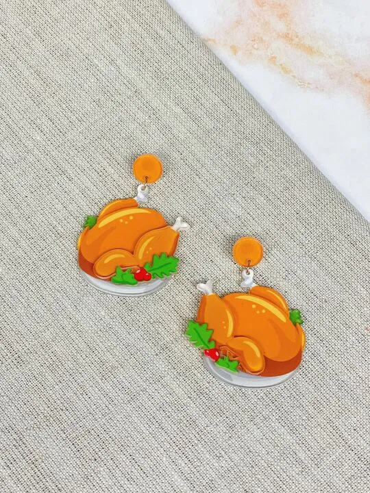 Prep Obsessed RNK Acrylic Turkey Dinner Earrings Earrings