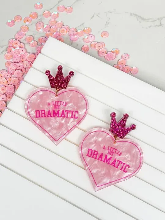 Prep Obsessed TL Earrings Little Bit Dramatic Glitter Heart Statement Earrings