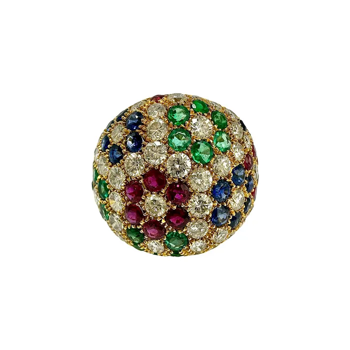 Rings 18K Gold Multistone Ring with Rubies Emerald Sapphires and Diamonds Jewelry
