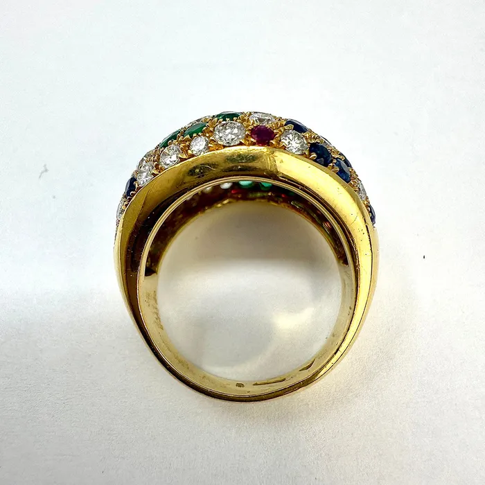 Rings 18K Gold Multistone Ring with Rubies Emerald Sapphires and Diamonds Jewelry
