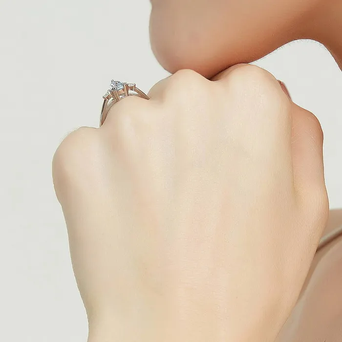Rings 3Stone Greyish Blue Pear CZ Ring in Sterling Silver 08ct BERRICLE