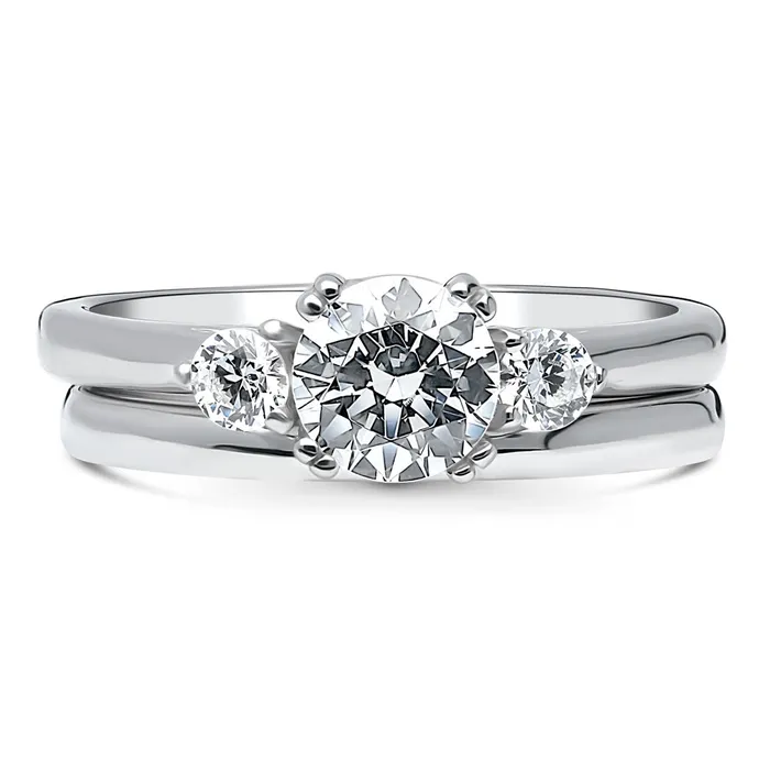 Rings BERRICLE 3Stone 08ct CZ Ring Set in Sterling Silver