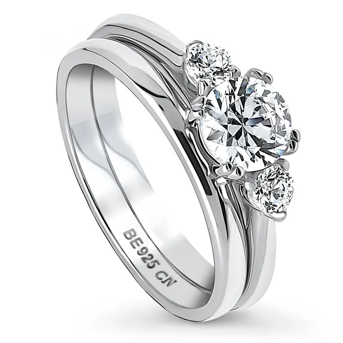 Rings BERRICLE 3Stone 08ct CZ Ring Set in Sterling Silver