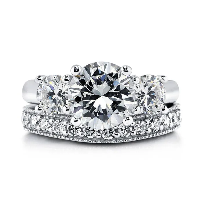 Rings BERRICLE 3Stone 24ct CZ Ring Set in Sterling Silver