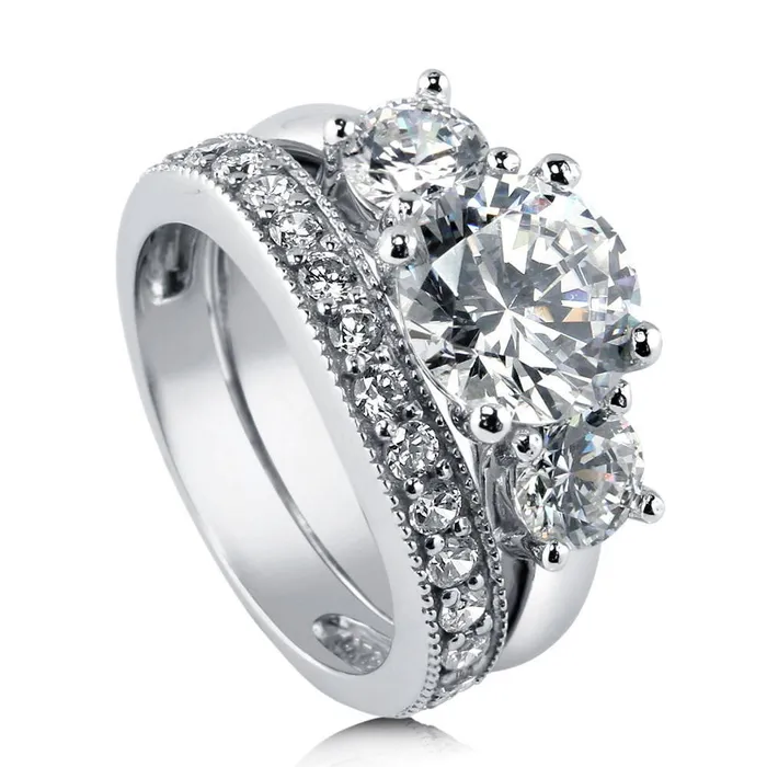 Rings BERRICLE 3Stone 24ct CZ Ring Set in Sterling Silver