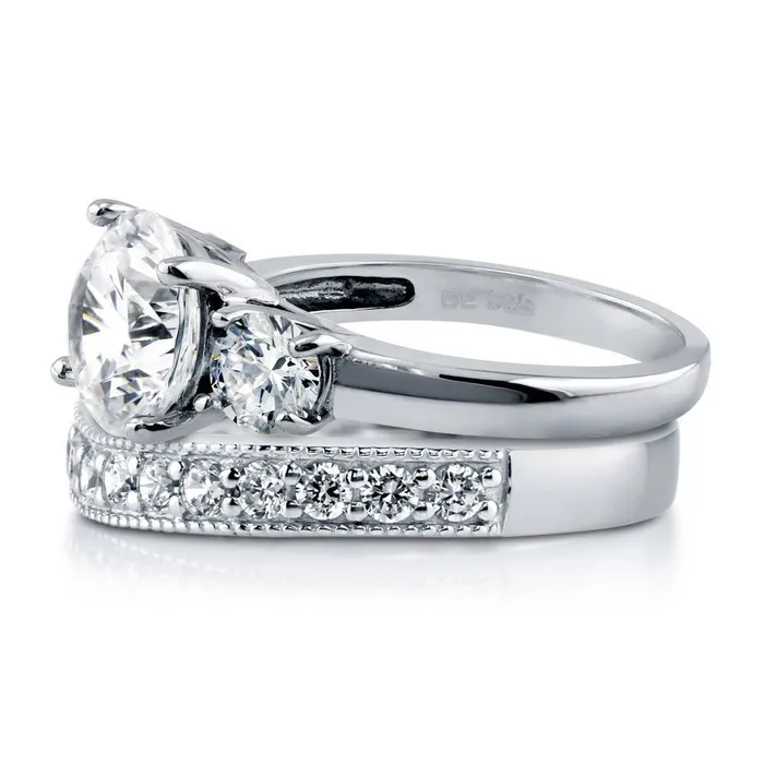 Rings BERRICLE 3Stone 24ct CZ Ring Set in Sterling Silver