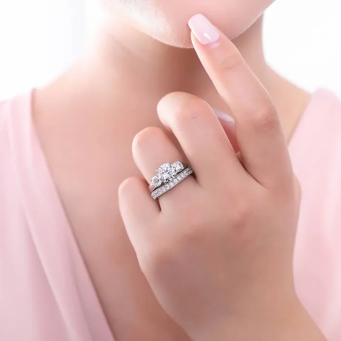 Rings BERRICLE 3Stone 24ct CZ Ring Set in Sterling Silver