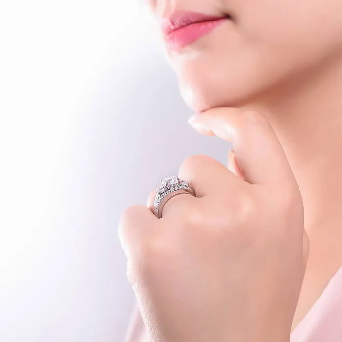 Rings BERRICLE 3Stone 24ct CZ Ring Set in Sterling Silver