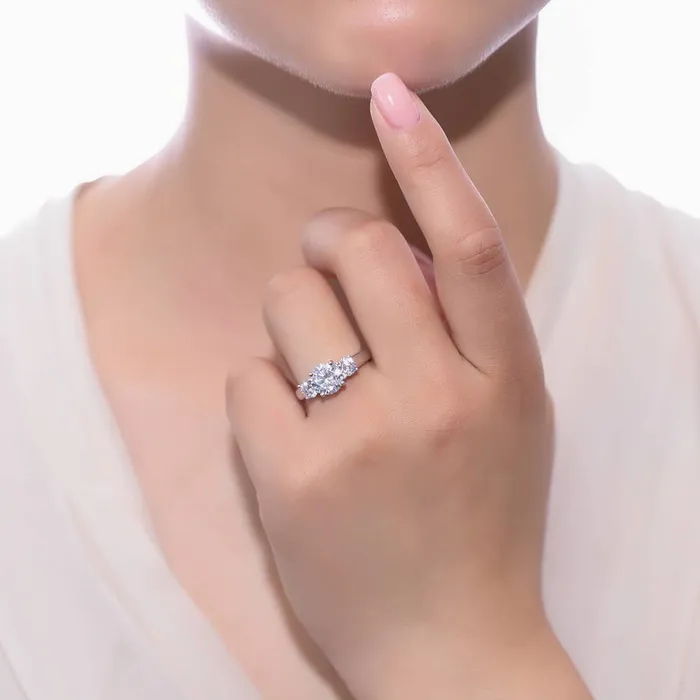Rings BERRICLE 3Stone 24ct CZ Ring Set in Sterling Silver