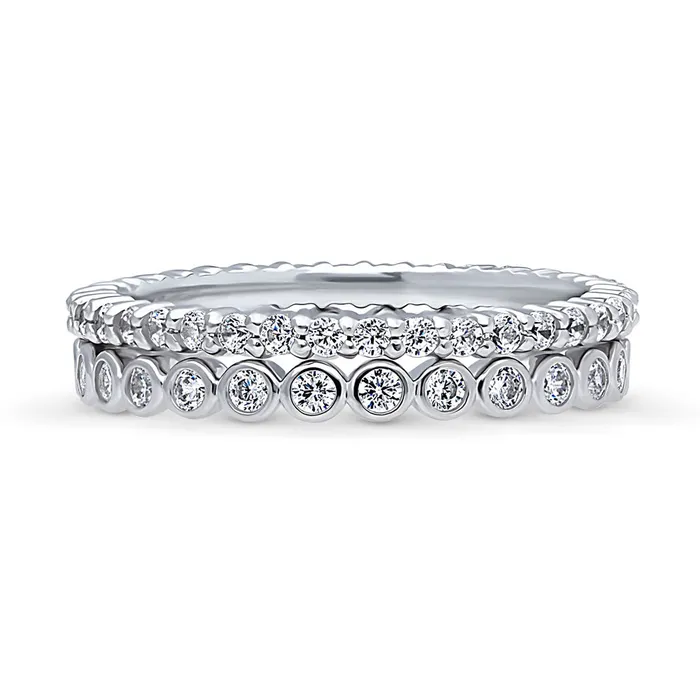 Rings BERRICLE Bubble Pave CZ Eternity Ring Set in Sterling Silver