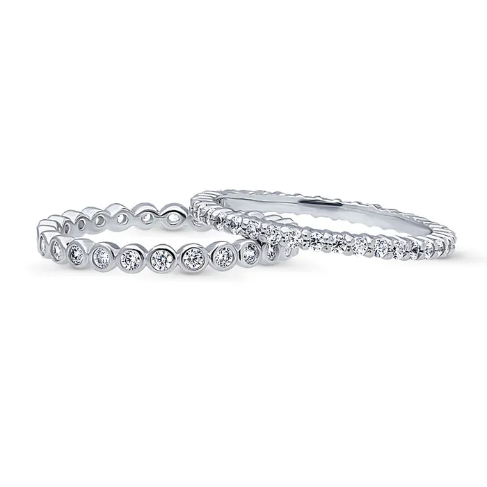 Rings BERRICLE Bubble Pave CZ Eternity Ring Set in Sterling Silver