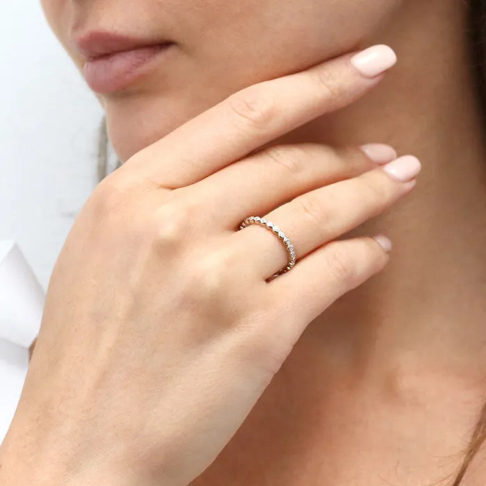 Rings BERRICLE Bubble Pave CZ Eternity Ring Set in Sterling Silver