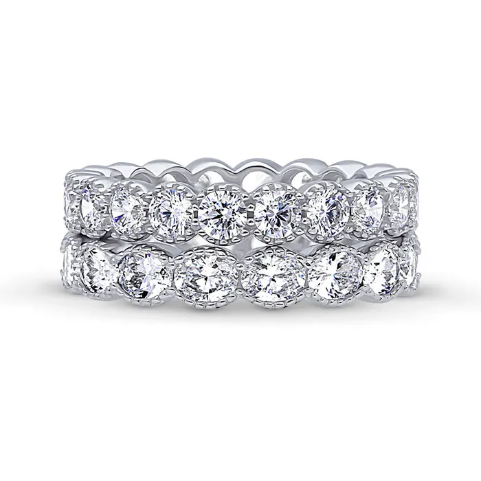 Rings BERRICLE EastWest Milgrain Bezel CZ Eternity Ring Set in Sterling Silver Rings BERRICLE EastWest Milgrain Bezel CZ Eternity Ring Set in Sterling Silver