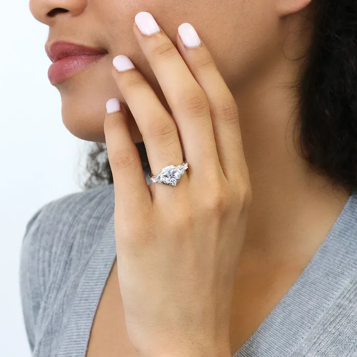 Rings BERRICLE Halo Art Deco Princess CZ Ring in Sterling Silver