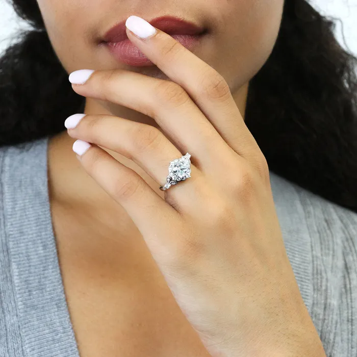 Rings BERRICLE Halo Art Deco Princess CZ Ring in Sterling Silver
