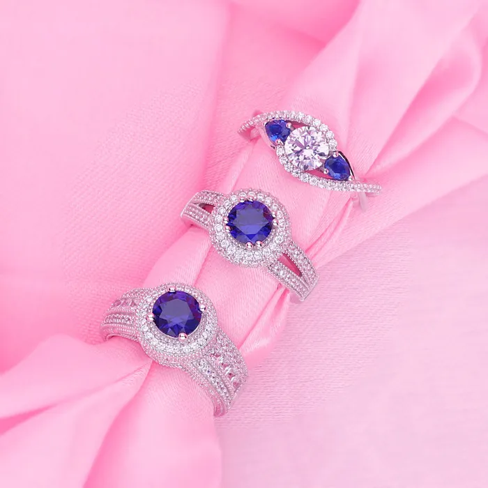 Rings BERRICLE Halo Milgrain CZ Split Shank Ring in Sterling Silver