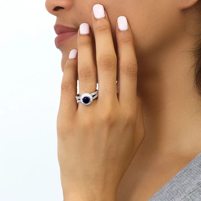 Rings BERRICLE Halo Milgrain CZ Split Shank Ring in Sterling Silver